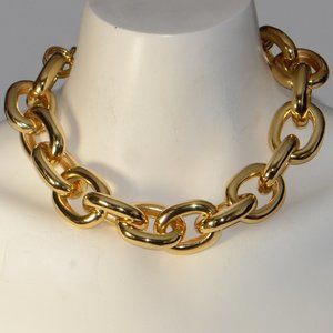 Kenneth Jay Lane KJL Polished Gold Chunky Links Necklace